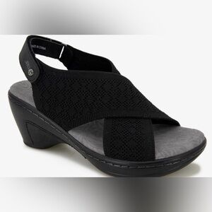 JBU by Jambu Alyssa Shimmer Knit Wedge Heel Sandal- Black